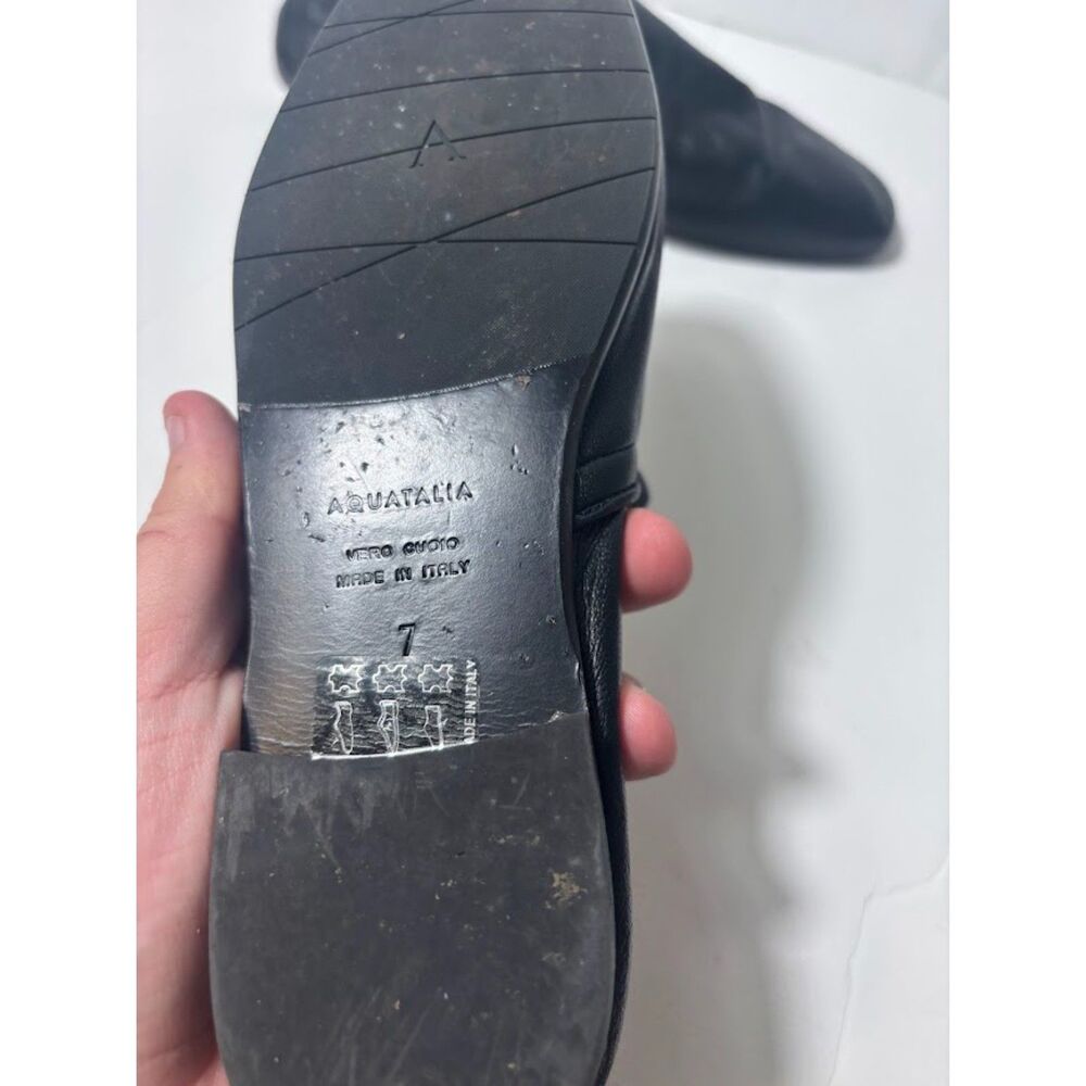 Aquatalia Ballet Flat Women Black Nappa Leather Revy Comfort Travel Loafer sz 7 - Picture 5 of 5